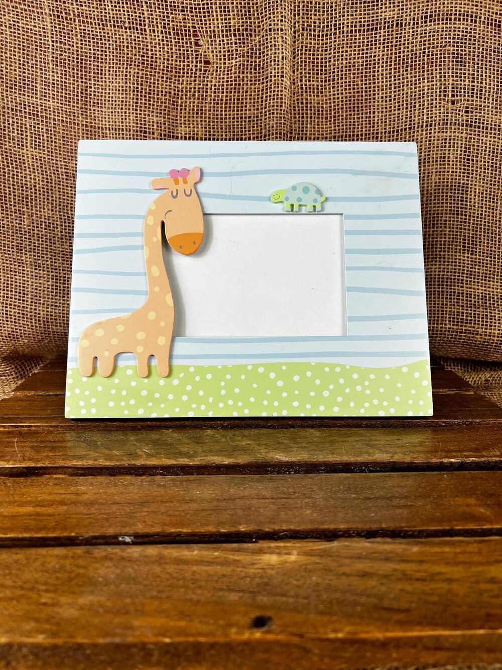 Hallmark Baby Picture Frame Giraffe Turtle Pastel Blue Green Nursery Decor